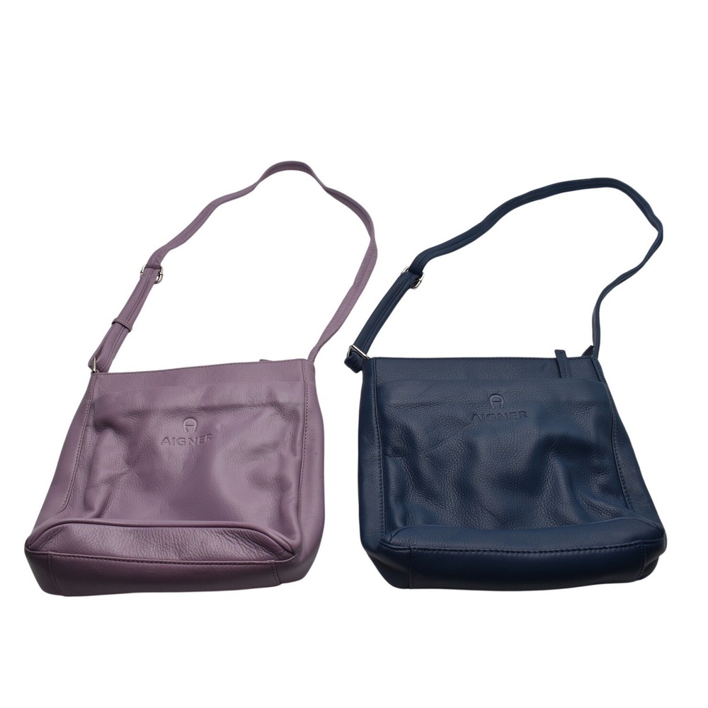 Etienne Aigner Genuine Leather Crossbody Bag Pebbled Purple Lavender Blue Bundle